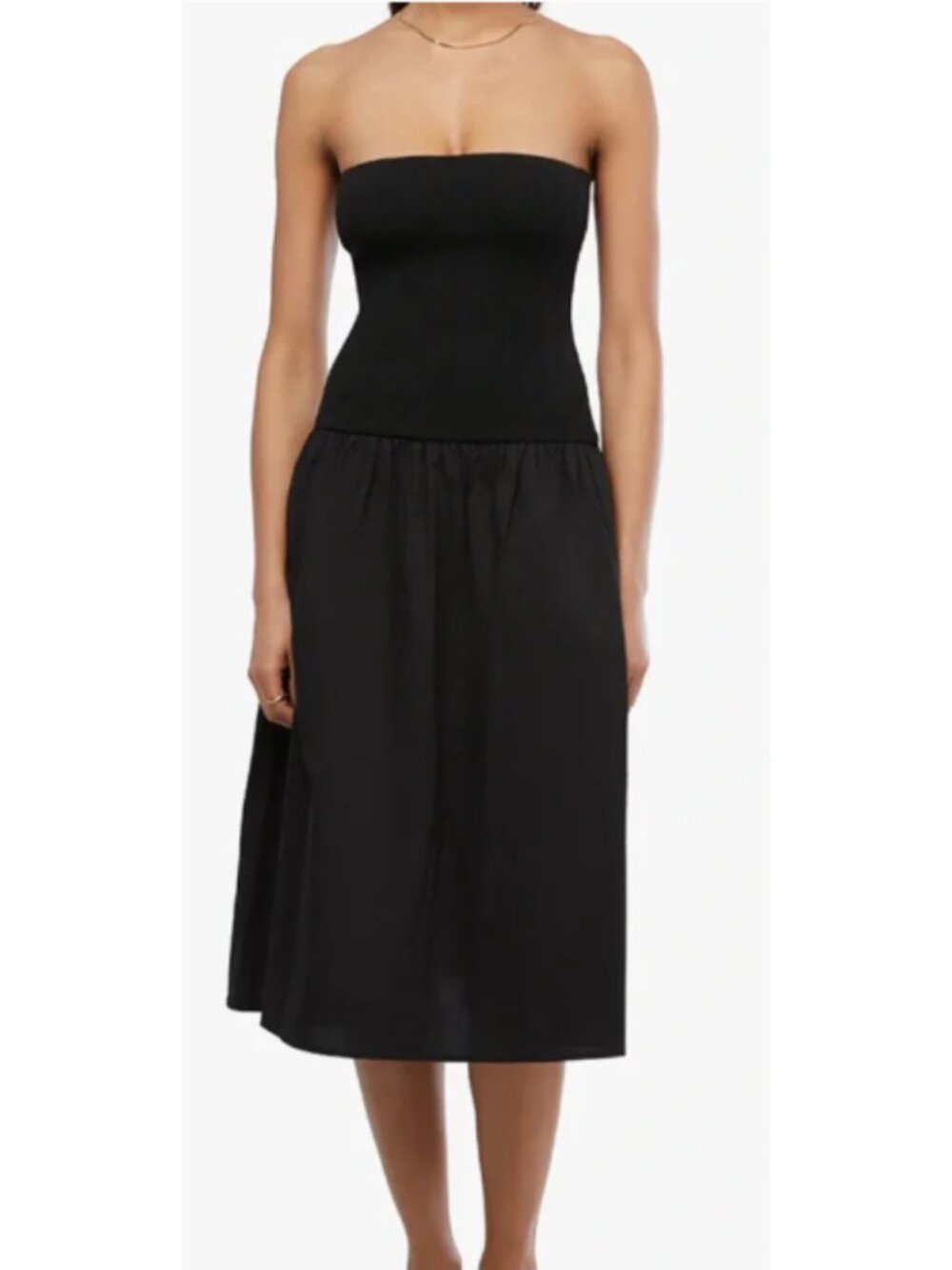 WeWoreWhat Ribbed Cotton Midi Dress in Black Small